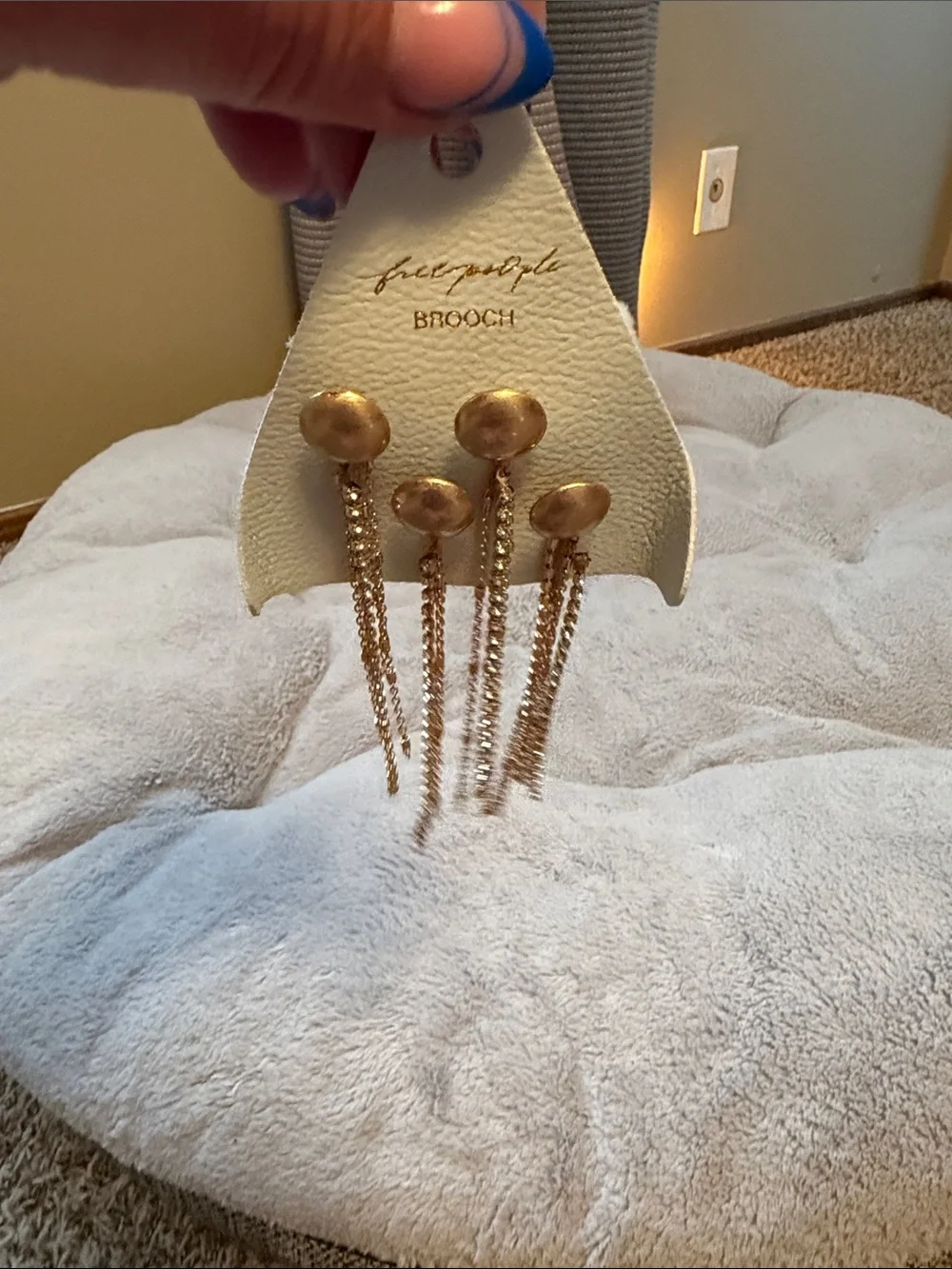 Free People Gold Tassel Brooches with Chain Drops